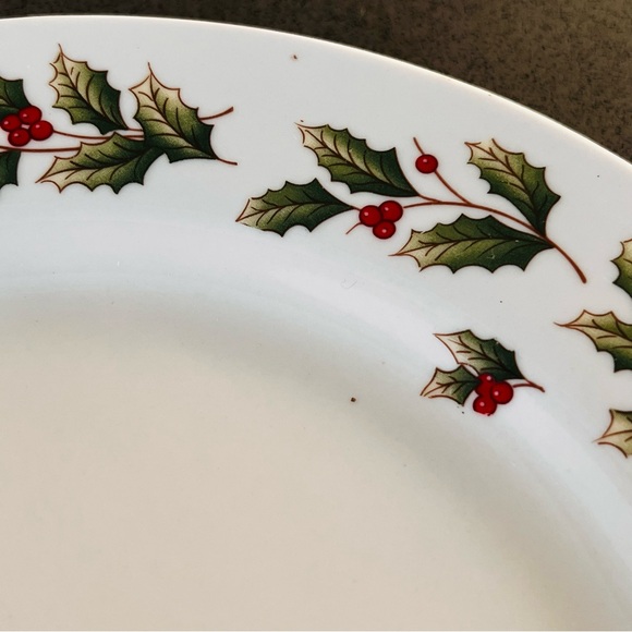 Vintage 90s World Bazaars Holly Berry Ivory White 2 Holiday Dinner Plates - Picture 13 of 15
